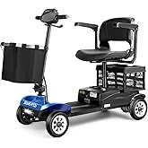 Scootngo Mobility Scooters for Seniors & Adults Foldable Powered Wheelchair Device with Dual Detachable Baskets 4 Wheel Mobil