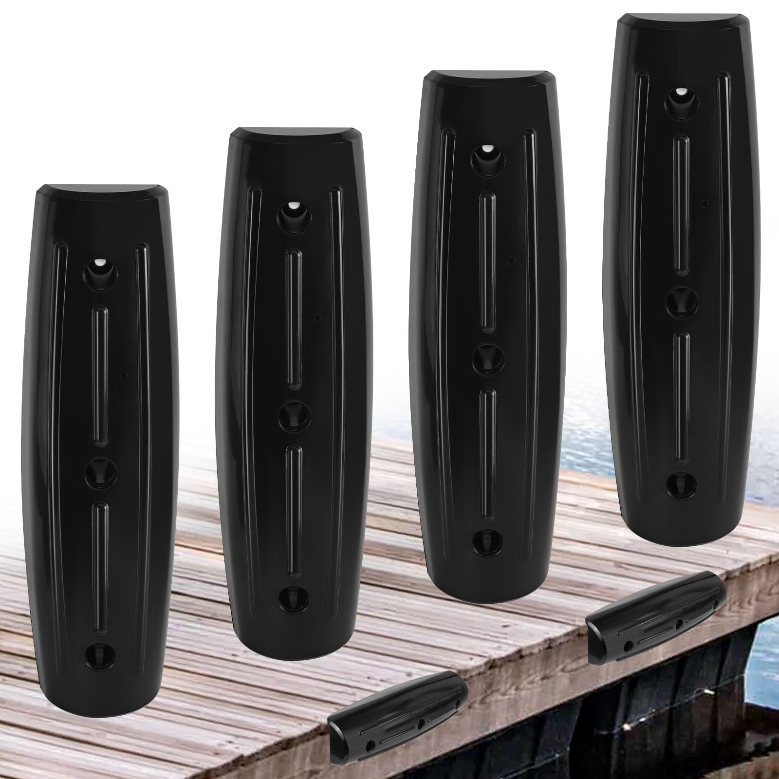 Photo 1 of JYINCPED Dock Fender Bumper, Boat Dock Bumpers for Edge, Marine Fenders Side Guard, Soft UV-Resistant, 17-Inch, Horizontal Protection, Inflatable, Inflatable,4 Pack-Black