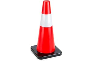 Bolthead Industrial 18" High Hat Cones in Fluorescent Orange with Reflective Sleeve and Black Base for Indoor/Outdoor Traffic Work Area Safety Marker & Agility Sport Training - Single
