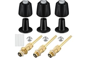 COOLFELL 39619 Bathtub Matte Black Shower Knob 3 Piece Replacement Kit and Shower Stem for Price Pfister Verve, Shower Faucet Handle Rebuild Trim Kit, Includes 12H-2H, 12H-2C, 12H-18D Stems, and Flange Base