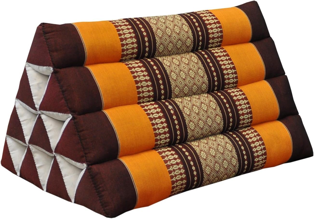 Thai triangular cushion, relaxation, beach, kapok, made in Thailand, Brown/Orange (81100)