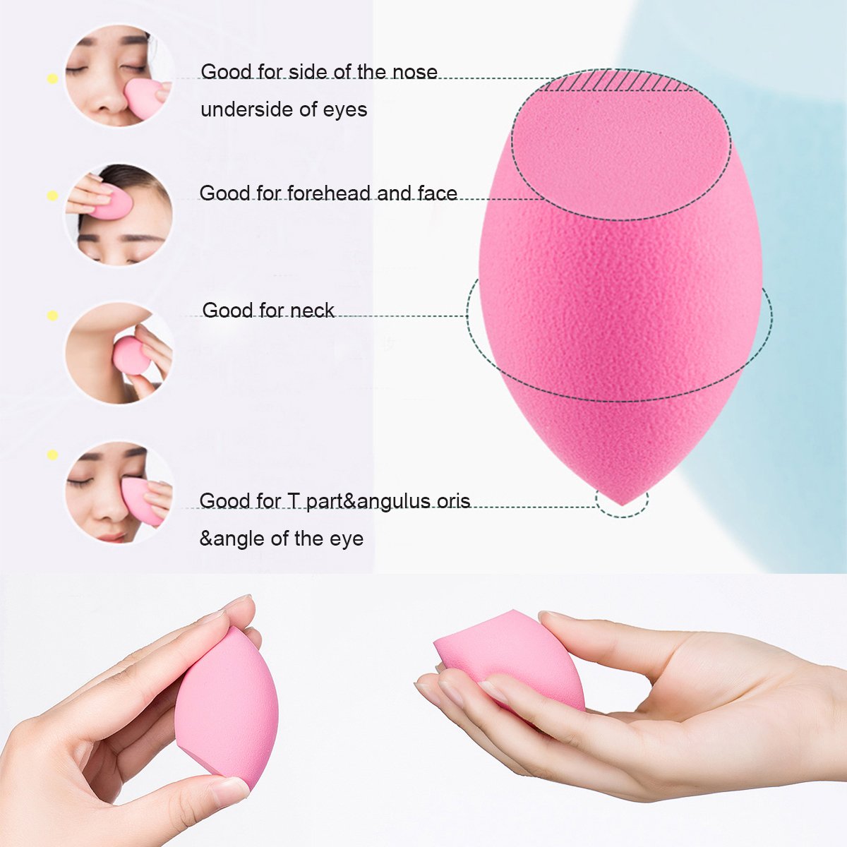 MEYSHAR Makeup Blender Sponge [4-Pack], MEYSHAR Face & Body Sponge - Wet for Liquid Cream - Dry for Powder Complexion Sponge