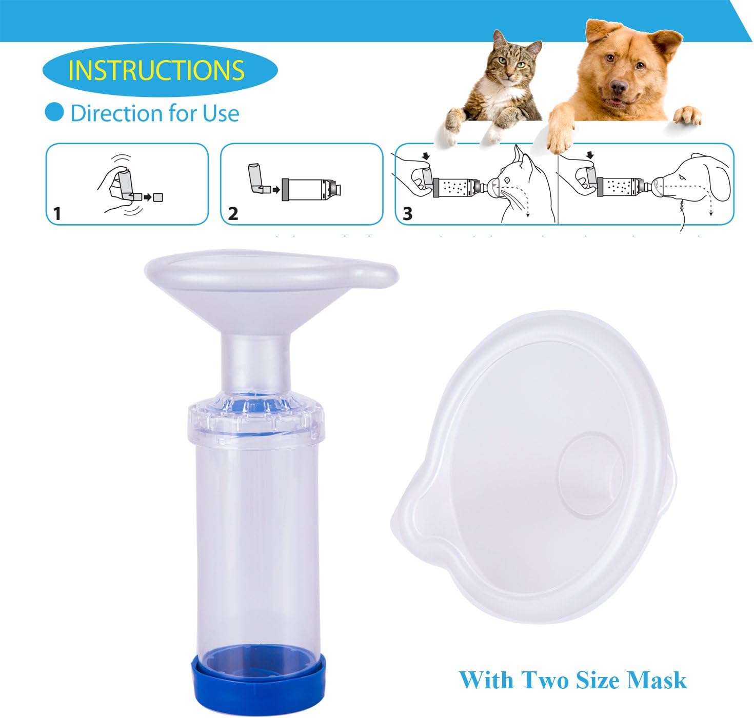 Cat Aerosol Inhaler Spacer Chamber To Help With Breathing for Feline