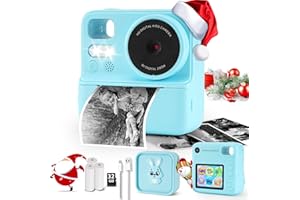 CHANTKIN Instant Print Camera for Kids, 2.8 Inch Screen Kid Digital Cameras with A Protective Silicone Bag, Christmas Birthday Gifts for Girls Boys Age 3-12 (Blue)
