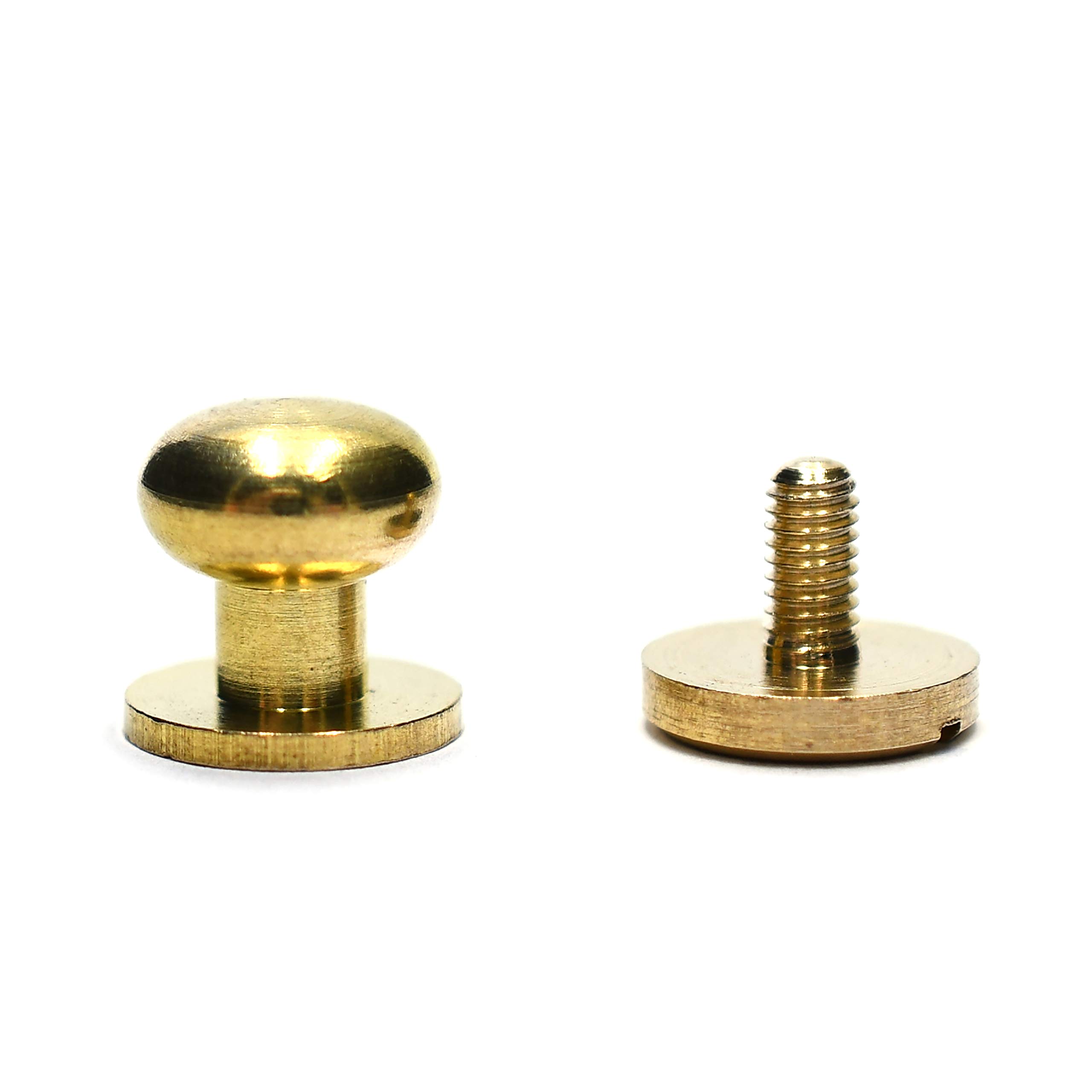 SILMEN Quality Solid Brass/Zinc Alloy Sam Browne/Round Head Button Stud Screw Rivets Decoration 10 pcs for Leathercraft, DIY, Leather Hardware, Handcraft (9 mm)