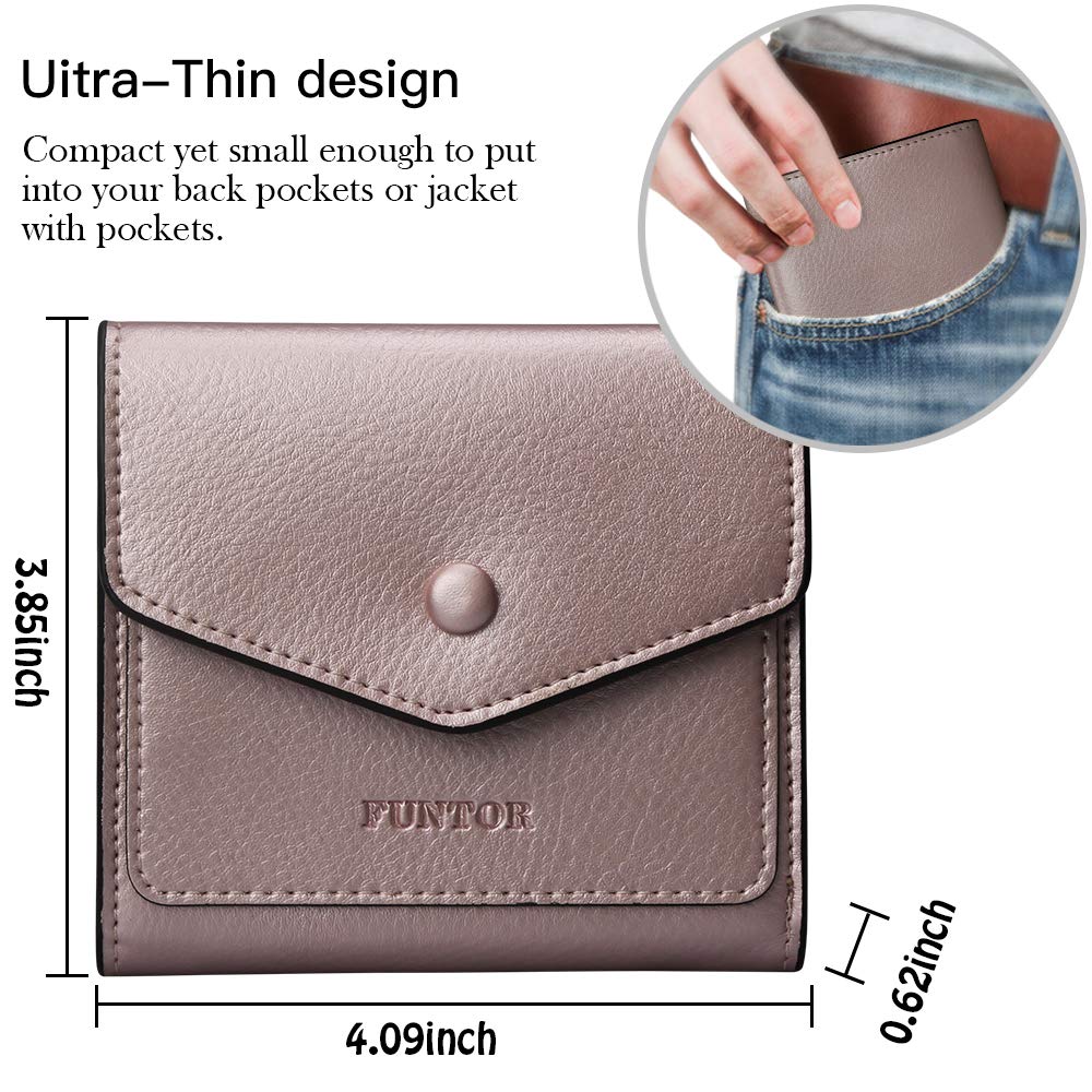 FT FUNTOR Small Leather Wallet for Women, Ladies Mini Wallet RFID Blocking Wallet for Women