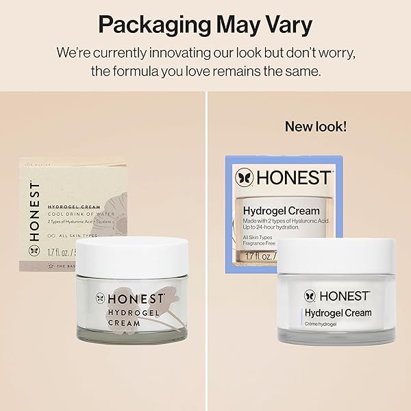 HONEST BEAUTY HYDROGEL CREAM WITH HYALURONIC ACID, JOJOBA, + SQUALANE | OIL FREE, LIGHTWEIGHT, MOISTURIZING | EWG VERIFIED, VEGAN + CRUELTY FREE | 1.7 FL OZ