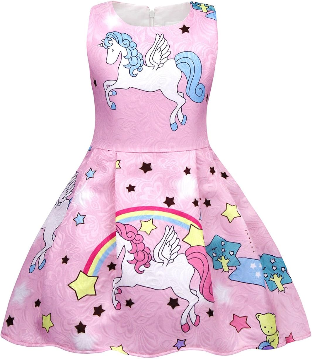 Cotrio Unicorn Dresses for Big Girls Rainbow Stars Fancy Dress Teens
