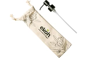 EKOH EVERY KIND OF HAPPY EKOH 1 Pcs Pump Dispenser Replacement - Black Stainless Steel Food Grade Pump - BPA Free - Universal Pump Head for Bottles with Reusable Cotton Drawstring Storage Bag- Fits 28mm / 1.1inches