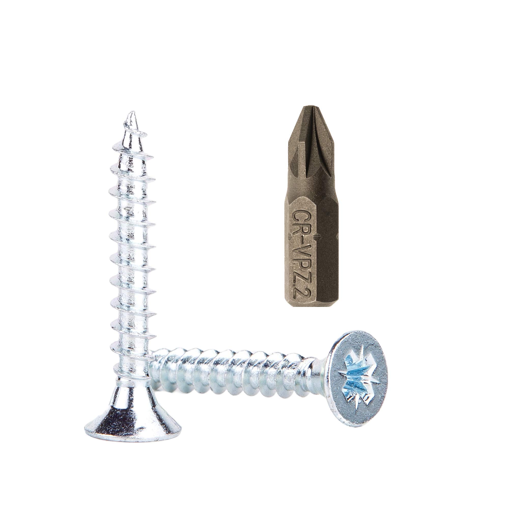 (Pack of 1000 pcs) Zinc Plated Steel Wood Screws 4.0 x 30 mm, Pozi-drive Head Screws, Fasteners, Countersunk, Chipboard Screws (1000)