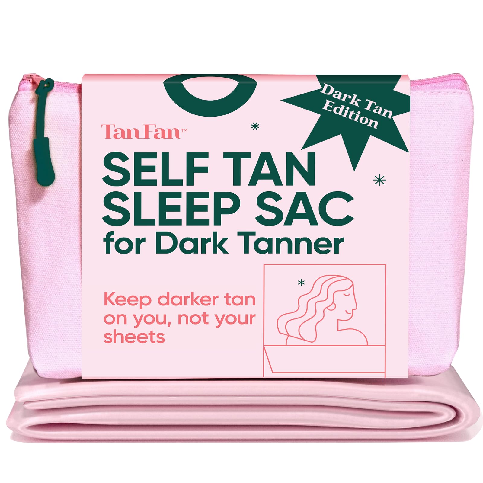 Self Tan Sleep Sac – Dark Tan Edition (Pink) – Protect Sheets from Dark Tanner - No Transfer Guarantee – 100% Silky Cool, Thicker Bottom, Lightweight Top, Foot Openings – Large Roomy Comfy