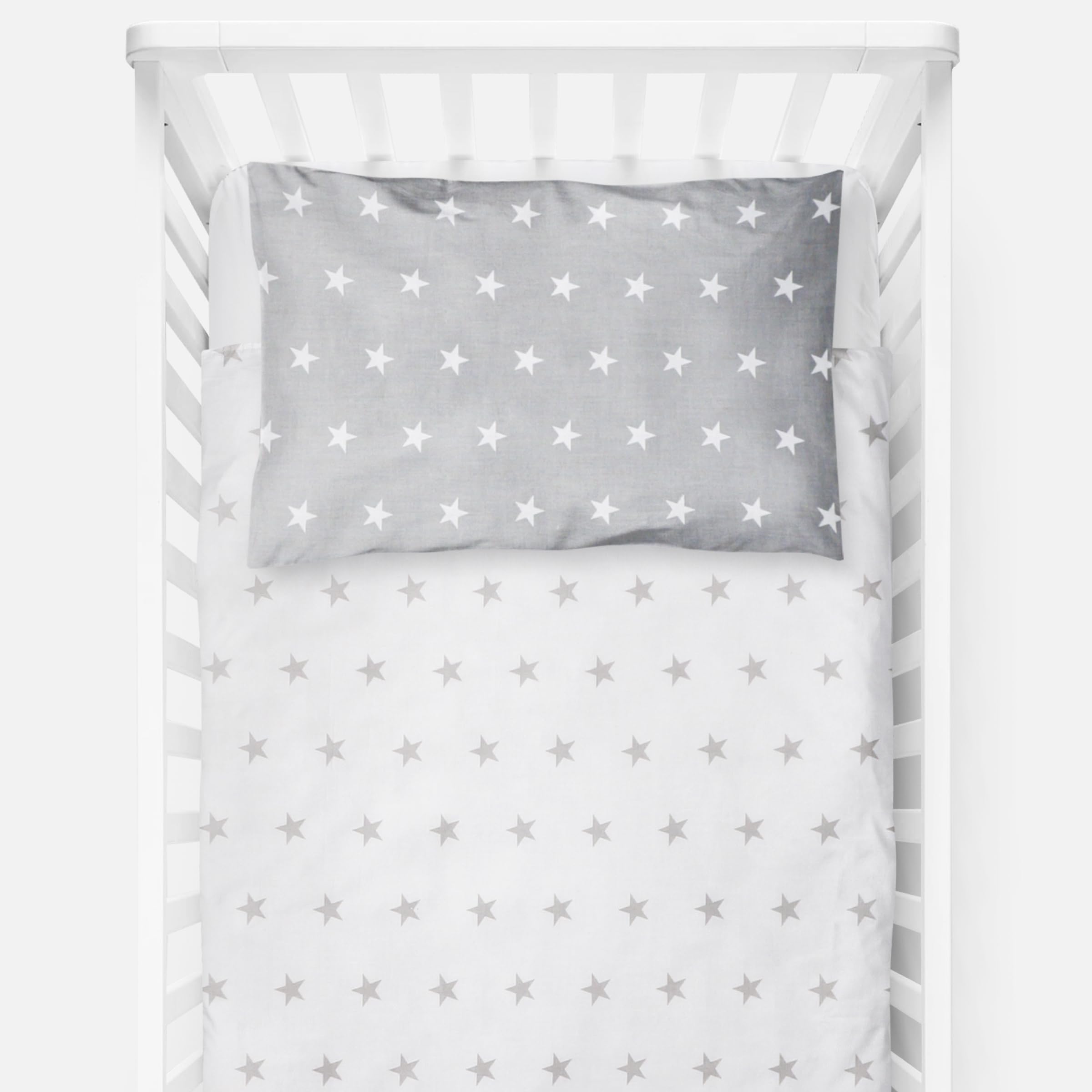 Baby Comfort 4 Piece Toddler Kids Cot Bed Set 135x100 cm Duvet Pillow Duvet Cover Pillowcase 12M+ (Big Stars)