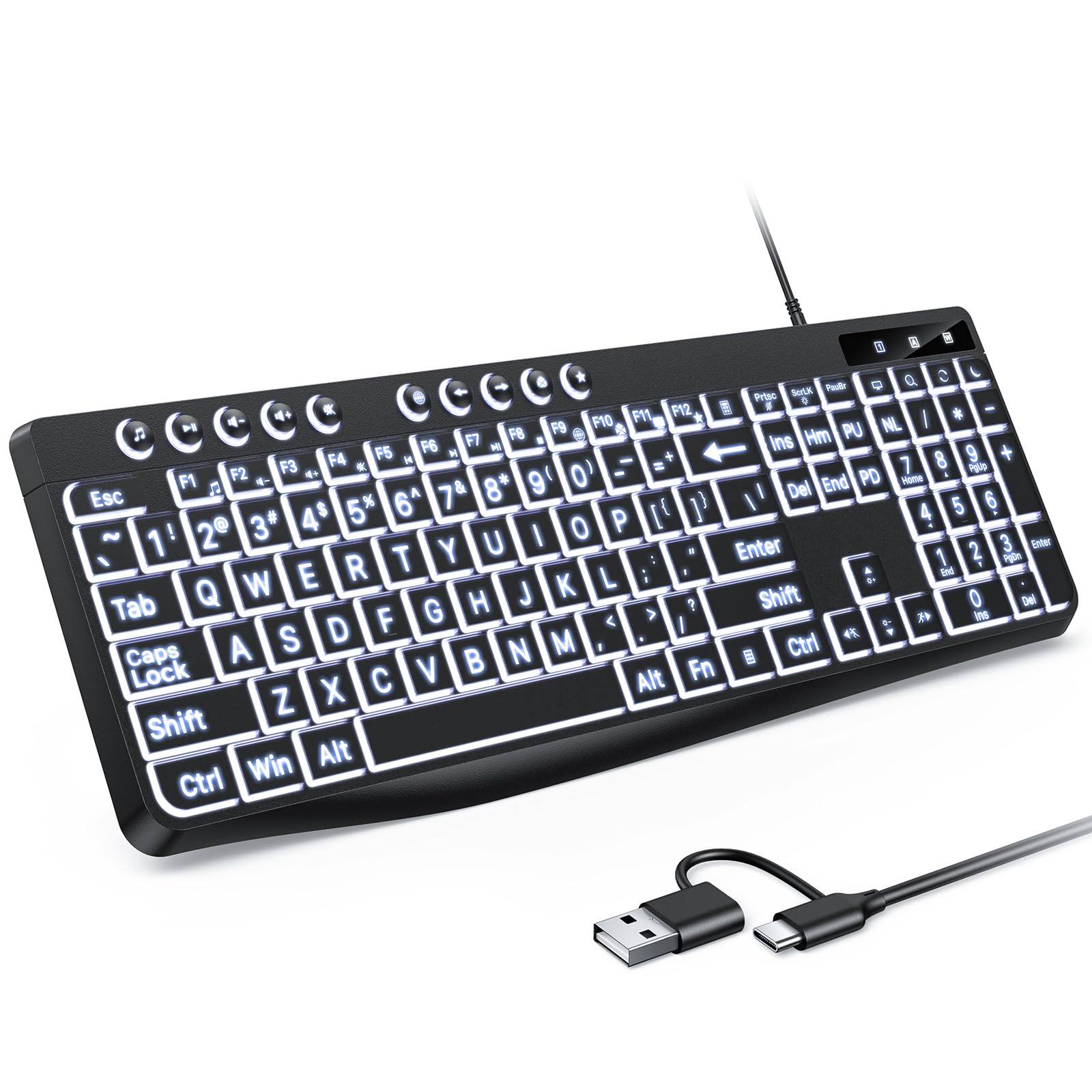 Backlit Keyboard X9 Large Print Backlit Computer Keyboard - Easy To See ...