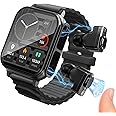 W@nyou Smart Watch with Earbuds, 1.96“ Smartwatch for Android/iOS, Watches for Men Women IP67 Waterproof Fitness Tracker with Heart Rate Blood Oxygen Sleep Monitor, Sports Calls Message (Black)