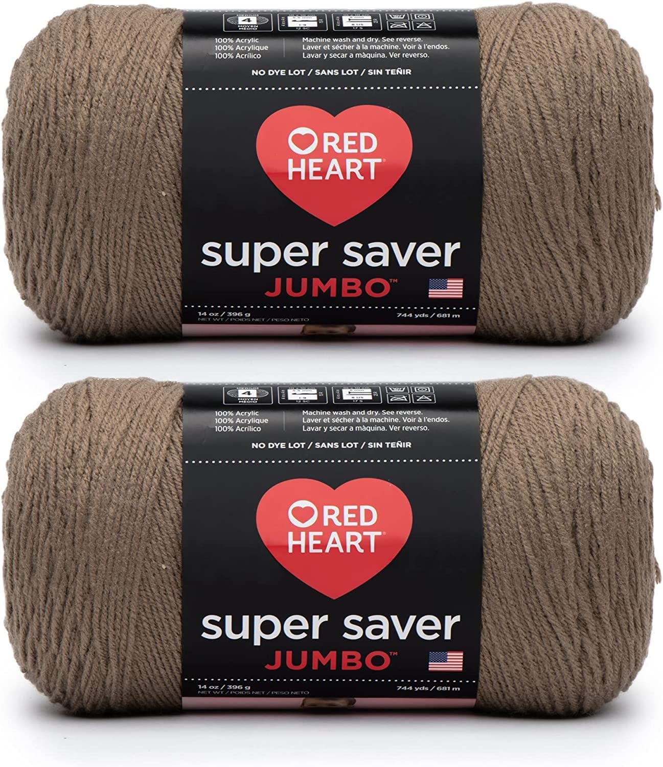Red Heart Yarn, Acrylic, Café Latte, 2 Pack