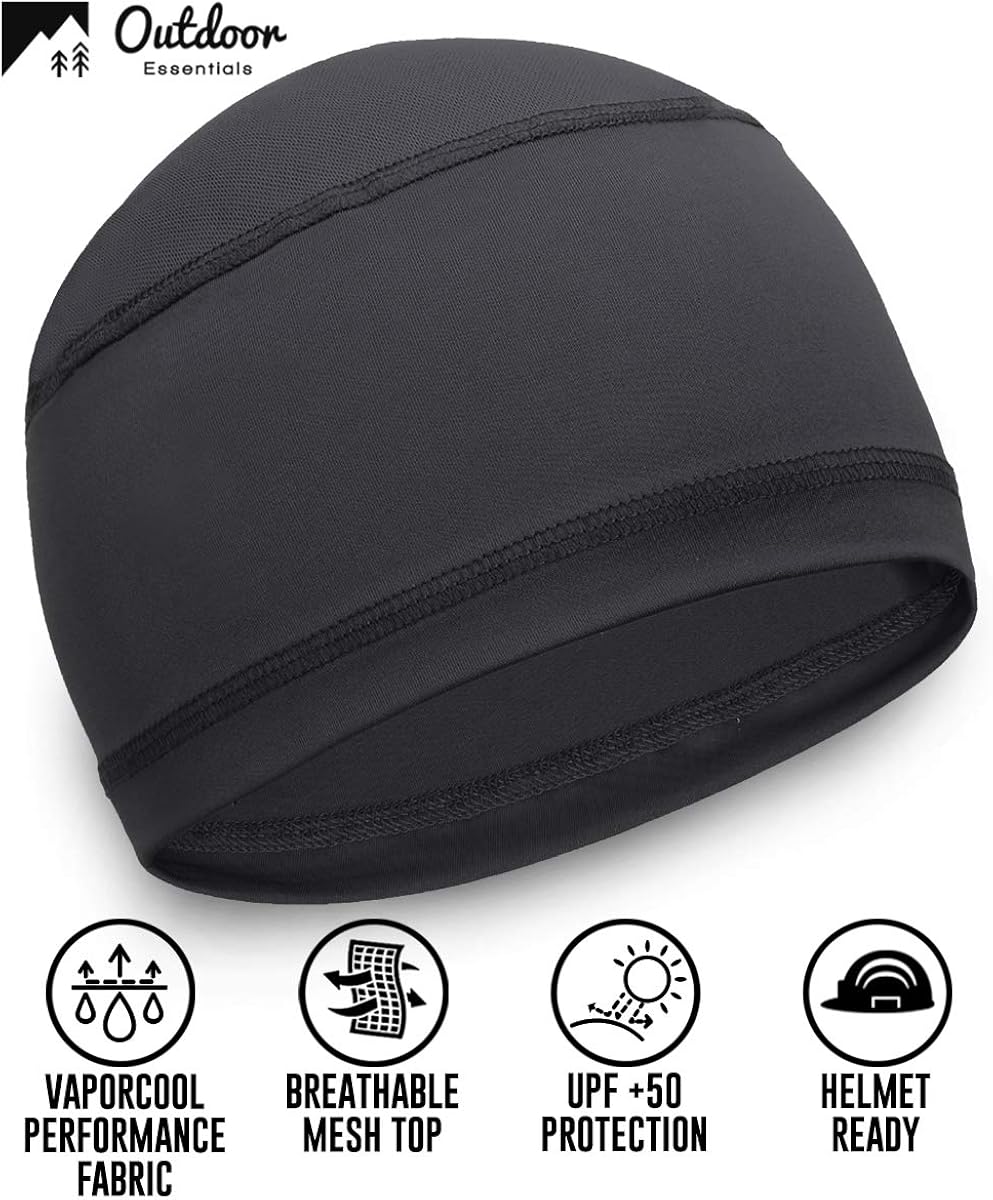 Cooling Skull Cap Helmet Liner for Men - Sweat Wicking Bike, Cycling, Bicycle Head Cap Beanie - Motorcycle & Hard Hat Liners Black : Clothing