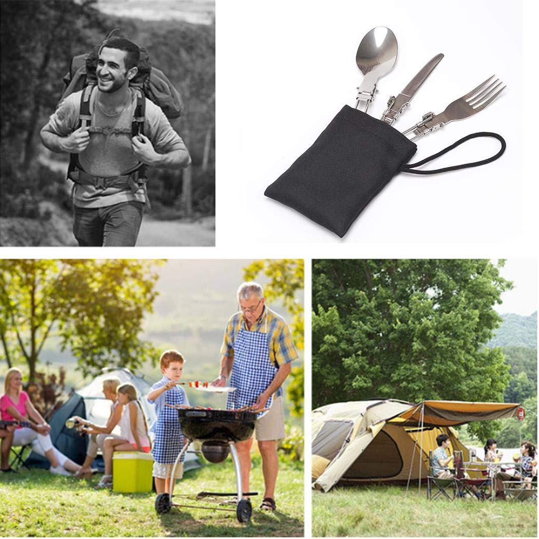 linselles Set di Posate da tavola da tavola Pieghevole in Acciaio Inossidabile con Cucchiaio forchetta Set di Posate Miste