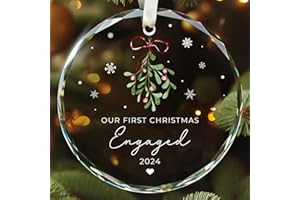 TEEBIM Engagement Gifts for Couples - Engagement Gift - Gifts for Newly Engaged Couples - Happy Engagement Gifts for Women, Bride, Friends - Engaged Gifts for Her - Glass First Christmas Engaged Ornament