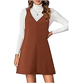Milumia Women V Neck Corduroy Overall Dress 2025 Fall Mini Pinafore Jumper Dress