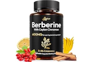 LSOIUX Premium Berberine Supplement Supports AMPK Metabolic, Liposomal Berberine with Ceylon Cinnamon - Classic 600mg Formula for Healthy Metabolism & Weigh*t - 3X Absorption - Vegan, Non-GMO, 120 Count
