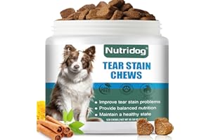 Nutridog Tear Stain Chews for Dogs - Dog Tear Stain Remover & Supplement with Antioxidant Blend, Vitamin C, Lutein - 120ct Beef Flavor Soft Chews for Eye Health & White Fur Care (ND-038)