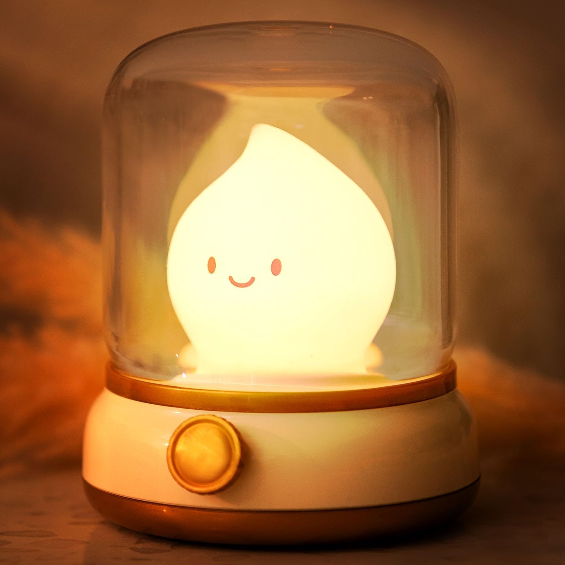 IHALO Cute Campfire Night Light, Kerosene Bedside Lamp, 2 Modes Dimmable Warm Night Lamp with Timer, Rechargeable Battery Night Light for Baby Nursing, Kids Sleep Aid, Camping, Room Decor