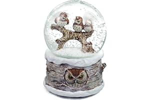6 Inch Tall Musical Owl Glitterdome Carol of Bells Windup 100MM