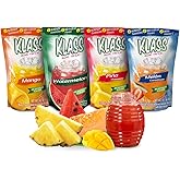 Klass Aguas Frescas Drink Mix Tropical Variety Pack, Watermelon, Cantaloupe, Mango & Pineapple Drinks Flavors, From Natural Sources, With Vitamin C (Makes 7 to 9 Quarts) 14.1 Oz Family Pack (4-Pack)