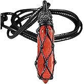 TUMBEELLUWA Hexagonal Crystal Points Pendant Necklace for Unisex Wrapped Stone Wand Pendant with Adjustable Cord