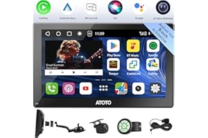 MYATOTO CarPlay Screen for Car/Android Auto Screen Wireless Wired, Portable Android System 9 Inch QLED Touchscreen 1280x720p, 2G/32GB AI Multimedia Car Play, HDMI Input Fast Boot P9SD-S2