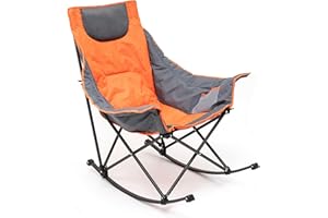 SUNNYFEEL Oversized Rocking Camping Chair, Fully Padded Patio Chair with Side Pocket, High Back Portable Lawn Recliner with Headrest, Outdoor Camp Rocker Chairs for Adults Heavy Duty 500 LBS
