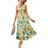 GRACE KARIN Women's 2026 Summer Floral Boho Dress Square Neck Strapped Swing A Line Sundress Beach Long Maxi Outfits