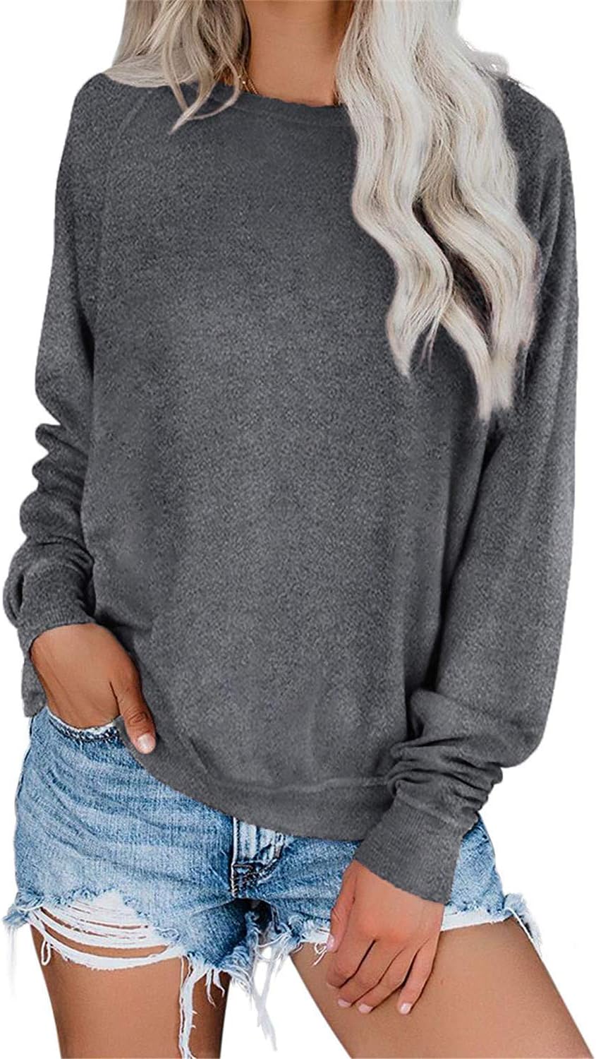 KISSMODA Women's Long Sleeve Pullover Loose Casual Tunic Tops
