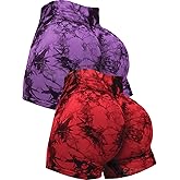 SENBAN Seamless Workout Shorts for Women: High Waisted Gym Scrunch Butt Tie Dye Short - Booty Lifting Spandex Yoga Short