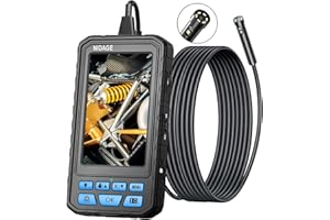 NIDAGE 5inch Dual Lens Endoscope 1080P HD Borescope Inspection Camera 7.9mm Waterproof Endoscope Camera with Light, 7 LEDs, 32G Card, Flexible Snake Scope Camera for Automotive Home Drain Pipe 11.5FT