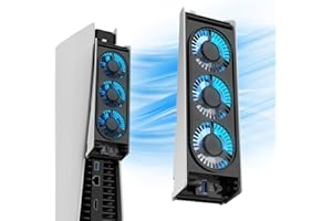 MEQI PS5 Cooling Fan, MEQI PS5 Accessories Upgraded Quiet Cooler Fan with LED Light & USB 3.0 Hubs, Efficient Cooling Station for PlayStation 5 Disc/Digital Edition