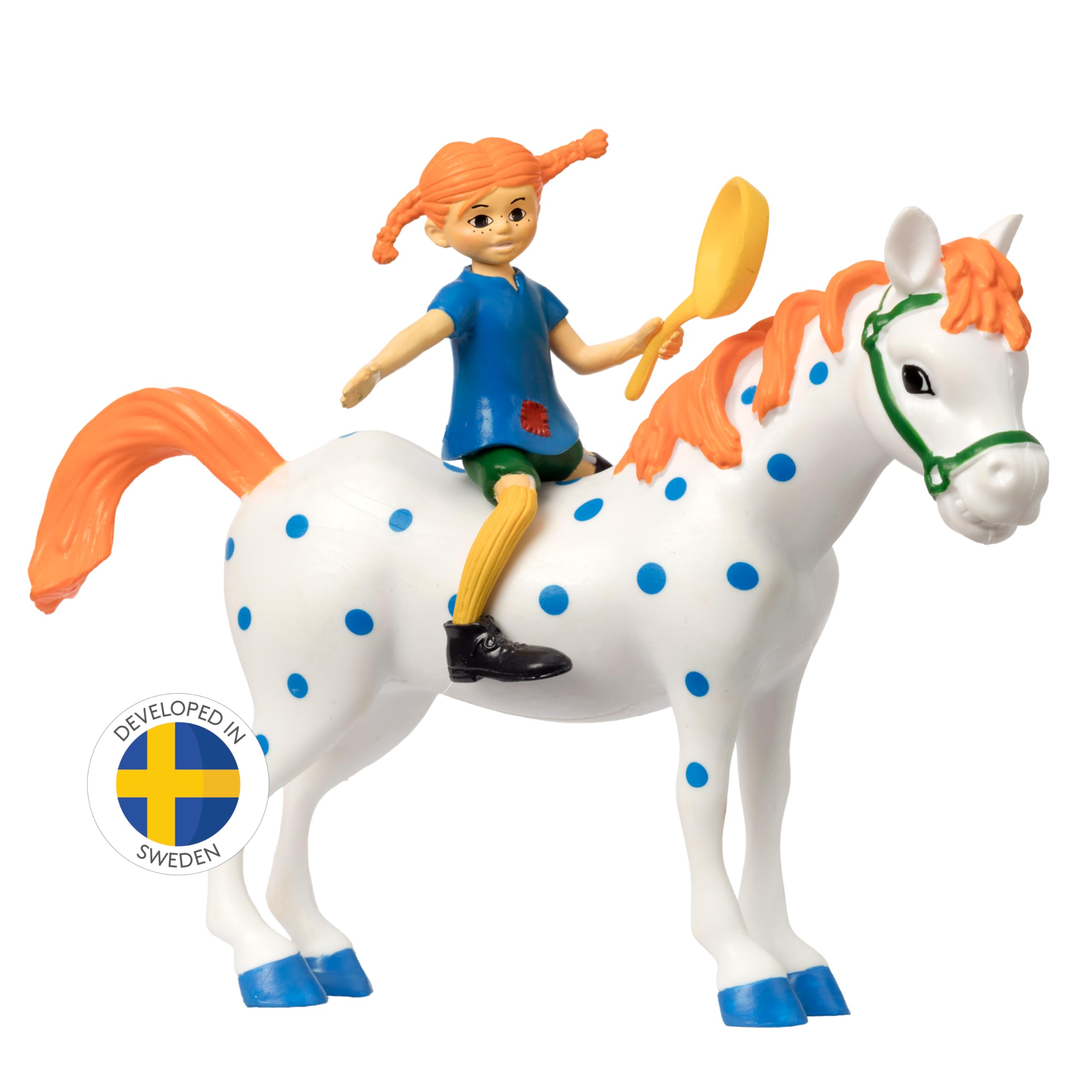 PIPPI LONGSTOCKING TOYS – Pippi and Little Old Man Toy Horse Action Figure, 3-Piece Doll Set, Dolls House People, Sweet Animal Friends Horse Toys for Girls, Toy Horses for 3 Year Olds, 110mm Tall — image 1