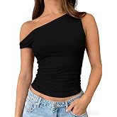 TiulZial Women Off Shoulder Going Out Tank Top Slim Fitted Shirts Double Lined Summer Outfits Y2k Cute Summer Top