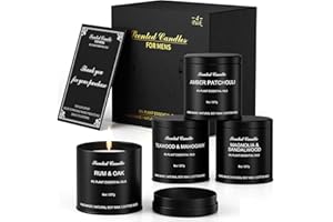 Scented Candle Gift Sets | Men's Gift Aromatherapy Candles | 4 Pack(32oz) Matte Black Tin Jar Long Burn Candle Sets for Men |