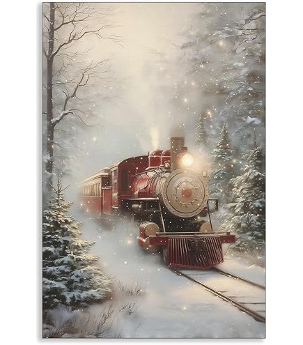 Amazon.com: ART.COM Wall Art Print Amazing Cute Christmas Train