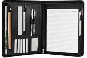 VANRA Zippered Padfolio for Men Leather Portfolio for Women Binder Organizer Interview Resume Folder for Papers Document Hold