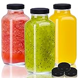 Moretoes 16oz Glass Bottles with Lids, Reusable