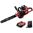 Flex-Force 60 Volt Max 16 Inch Lithium Ion Electric Chainsaw with 3 Phase Brushless RunSmart Motor, 2.5 Amp Hours Battery, and Charger, Red
