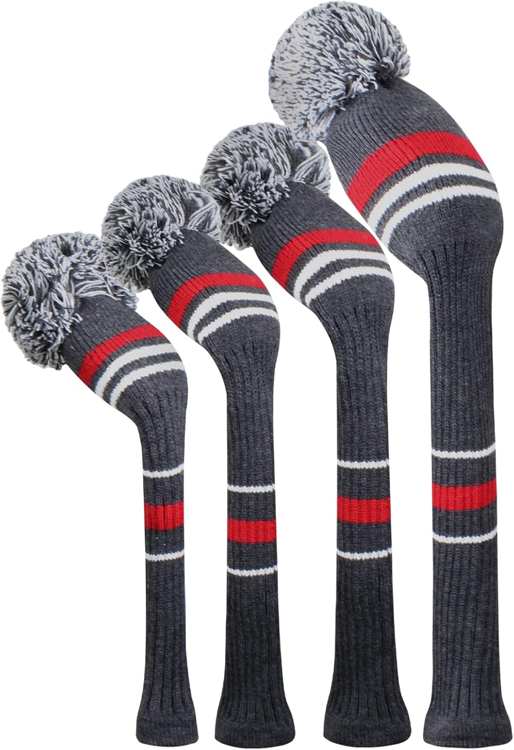 Scott Edward Knit Woods Golf Head Covers Set of 4 Grey Warning Striped 460CC