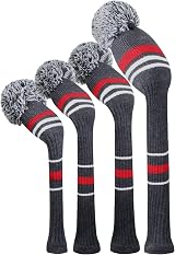 Scott Edward Knit Woods Golf Head Covers Set of 4 Grey Warning Striped 460CC