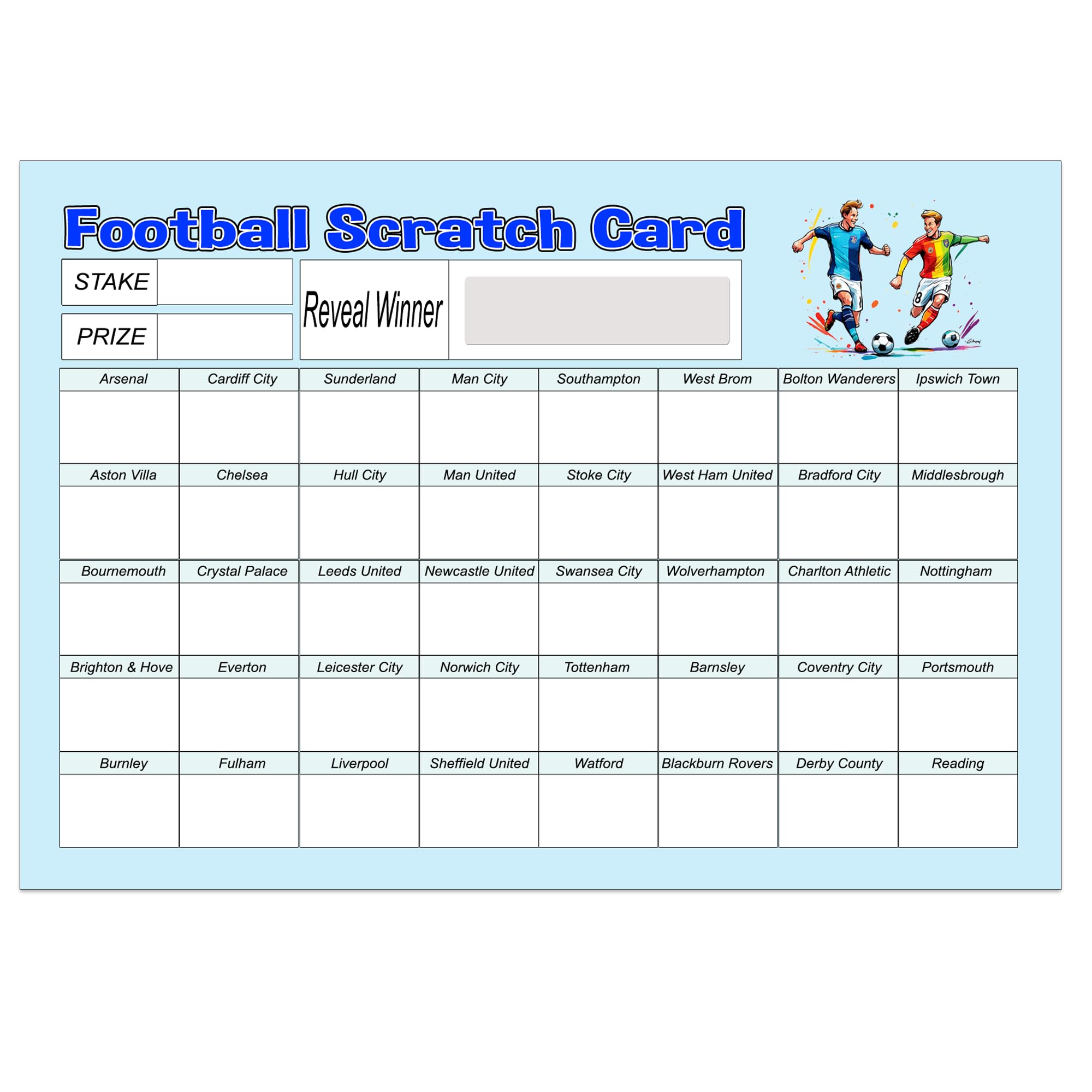 Gifts and Temptations Fundraising Cards Football Scratchcards (40 Team) A5 Size 10 Pack