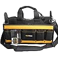 MELOTOUGH Electrician Tool Bag with shoulder strap 17 inch, HAVC Tool bag, Open Top Tool Carrier with plastic tray for construction DIY,Electrical,Technician