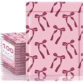 Fuxury Bubble Mailers 6x10" Padded Envelopes 100 Pack Pink Bows | Usable Size 6x9 Cute Design Bubble Envelopes Strong Adhesion Shipping Envelopes Padded Mailers for Mailing Jewelry, Makeup
