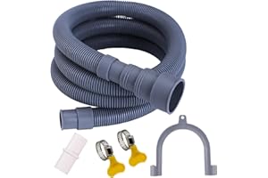 YUNLOVXEE Dishwasher Washing Machine Drain Hose, Universal Drain Hose Extension Kit with Adapter for Washer Dishwasher Kitchen Frigidaire Whirlpool LG Samsung GE, Hose Clamps, U-Bend Holder (10 FT)