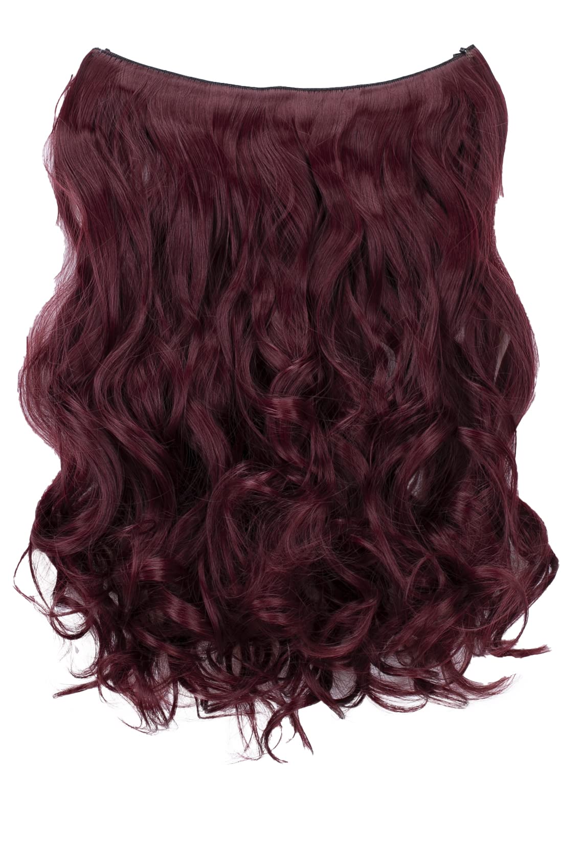 CAISHA 20" 1 Weft Extension With Elastic Band Hair Extensions Hairpiece Wavy Burgundy Red E114-1